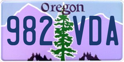 OR license plate 982VDA