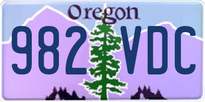 OR license plate 982VDC