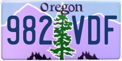OR license plate 982VDF