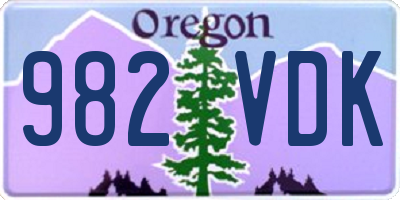 OR license plate 982VDK