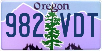 OR license plate 982VDT