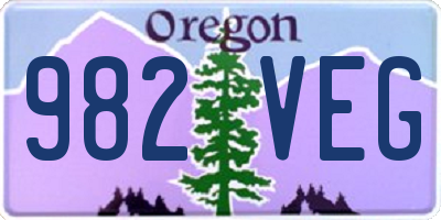 OR license plate 982VEG