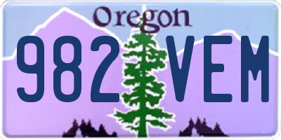 OR license plate 982VEM