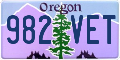 OR license plate 982VET