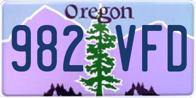 OR license plate 982VFD