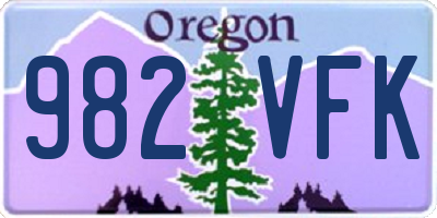 OR license plate 982VFK