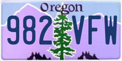 OR license plate 982VFW