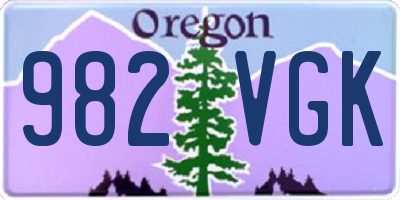 OR license plate 982VGK