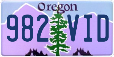 OR license plate 982VID