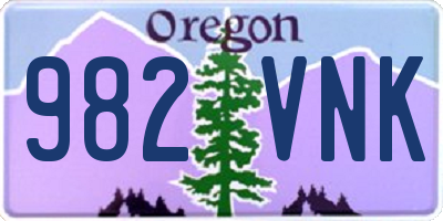 OR license plate 982VNK