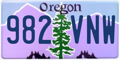 OR license plate 982VNW