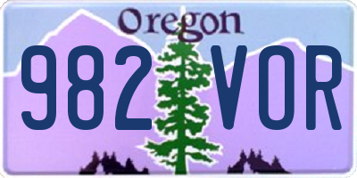 OR license plate 982VOR