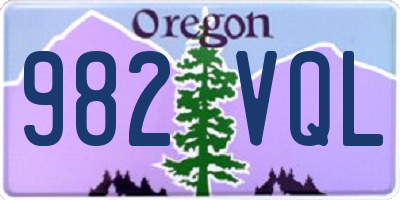 OR license plate 982VQL