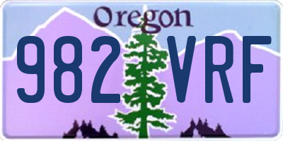 OR license plate 982VRF