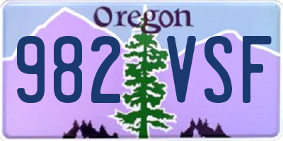 OR license plate 982VSF