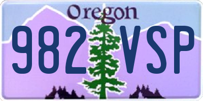 OR license plate 982VSP