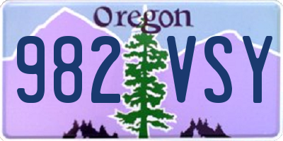 OR license plate 982VSY
