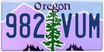 OR license plate 982VUM
