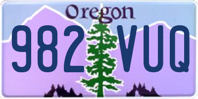 OR license plate 982VUQ