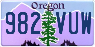 OR license plate 982VUW