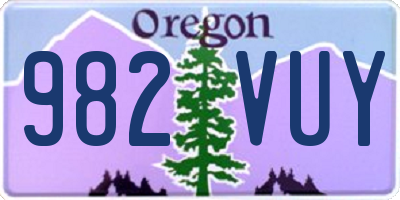 OR license plate 982VUY