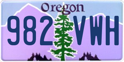 OR license plate 982VWH
