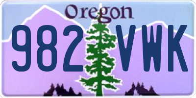 OR license plate 982VWK