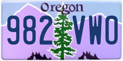 OR license plate 982VWO