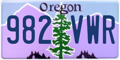 OR license plate 982VWR