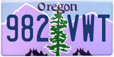 OR license plate 982VWT