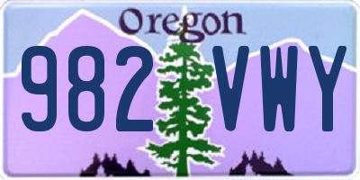 OR license plate 982VWY
