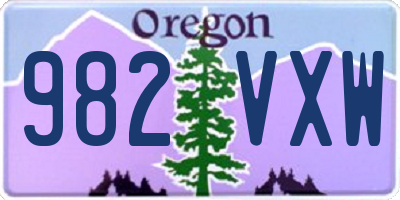 OR license plate 982VXW