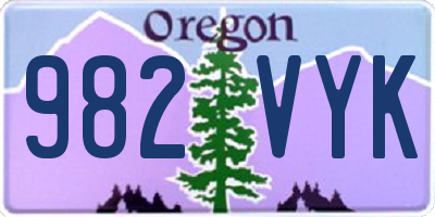 OR license plate 982VYK