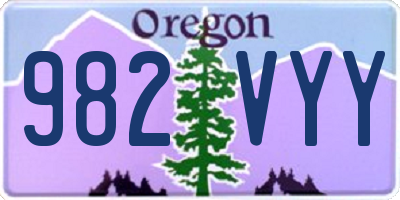 OR license plate 982VYY
