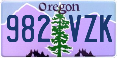 OR license plate 982VZK