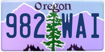 OR license plate 982WAI