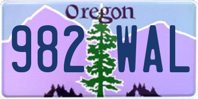 OR license plate 982WAL