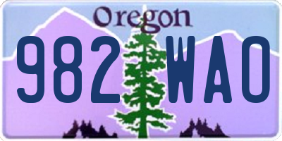 OR license plate 982WAO