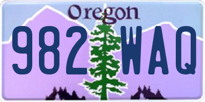 OR license plate 982WAQ