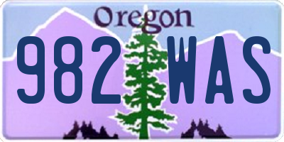 OR license plate 982WAS
