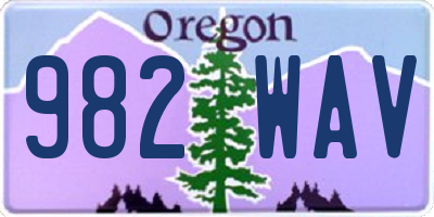 OR license plate 982WAV