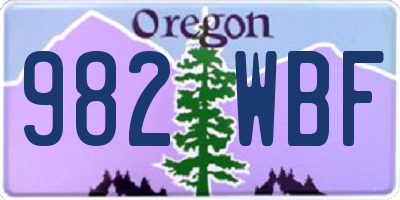 OR license plate 982WBF
