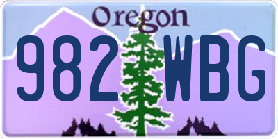 OR license plate 982WBG