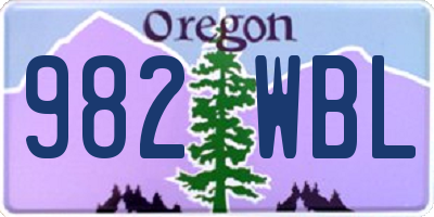 OR license plate 982WBL
