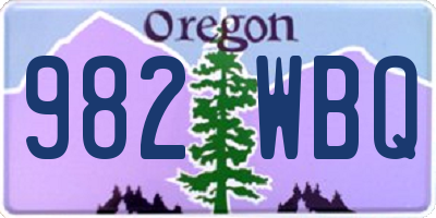 OR license plate 982WBQ