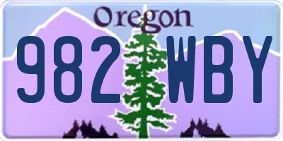 OR license plate 982WBY