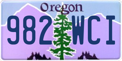 OR license plate 982WCI