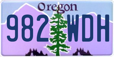 OR license plate 982WDH