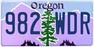 OR license plate 982WDR