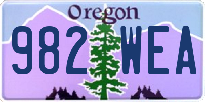 OR license plate 982WEA